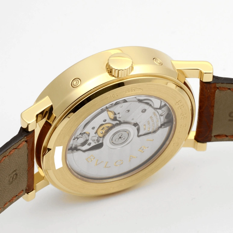 Bulgari,Bulgari Bulgari 38mm,38mm,Yellow Gold,Grey,Automatic,Month,Date,Day,Power Reserve Indicator,Sapphire,Crystal Glass,Round,BB38GLSR,BB38GLSR/C5