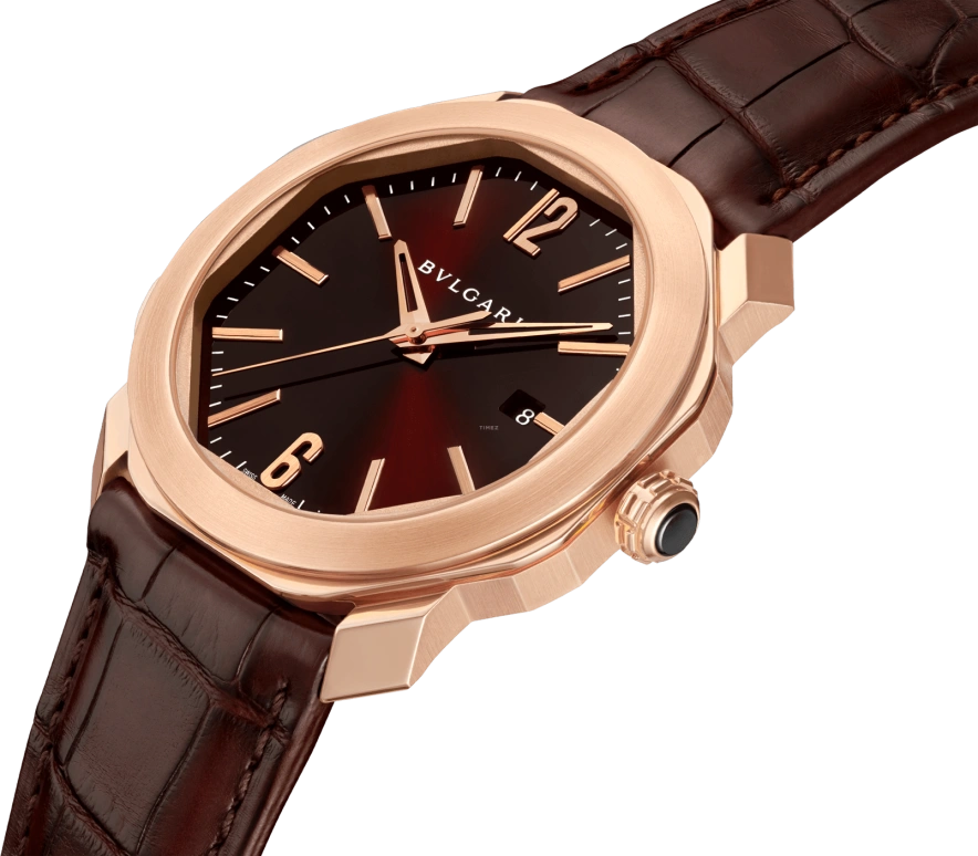 Bulgari,Octo 41mm,41mm,Pink Gold,Brown,Automatic,Date,42hours,102702