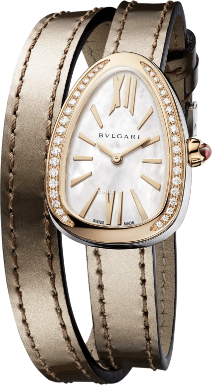 Bulgari,Serpenti 32mm,32mm,Stainless Steel,Rose Gold,White,Sapphire,Crystal Glass,Rose,Setting,Diamonds,103059