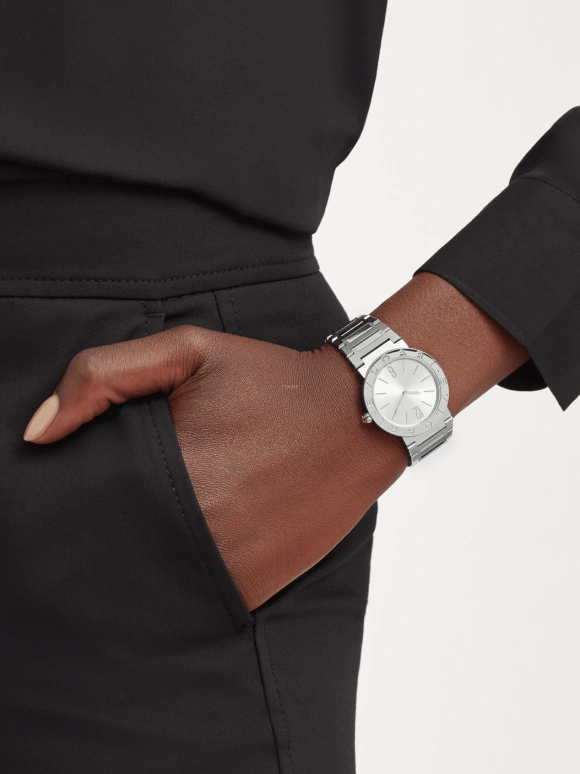 Bulgari,Bulgari Bulgari 33mm,33mm,Stainless Steel,Silver,Sapphire,Crystal Glass,103575