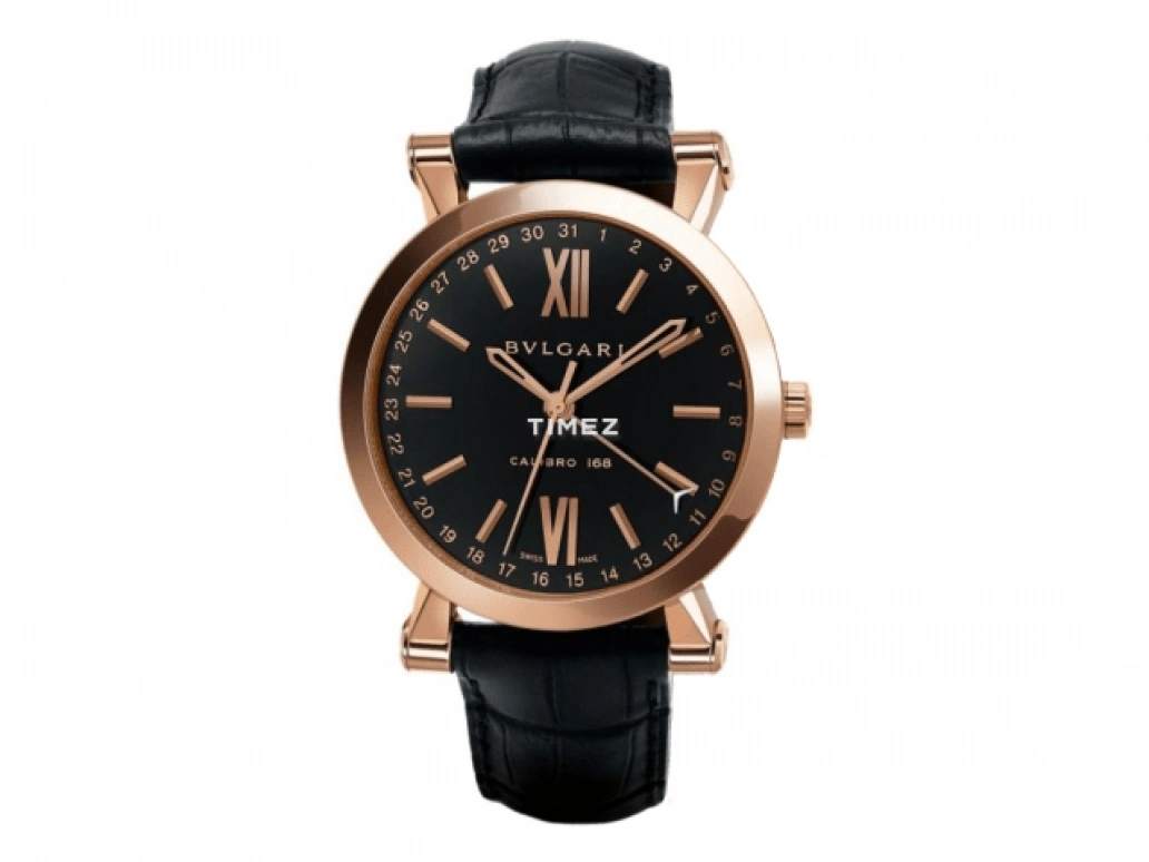 Bulgari,Other 43mm,43mm,Rose Gold,Black,Automatic,Day,Sapphire,101806