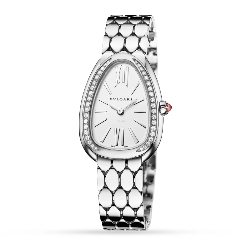 Bulgari,Serpenti Seduttori 33mm,33mm,Stainless Steel,White,Silver,Quartz,Sapphire,Other,103949