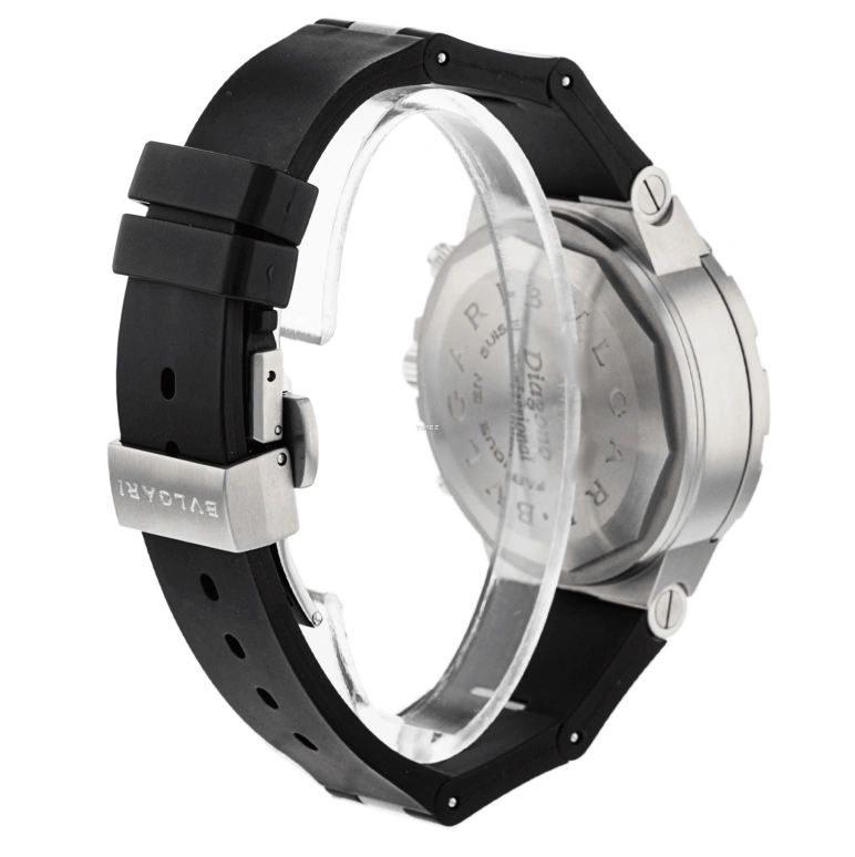 Bulgari,Diagono Professional 40mm,40mm,Stainless Steel,Black,Automatic,Chronograph,Day,Power Reserve Indicator,Flyback,Sapphire,Crystal Glass,Round,SD40BSV,SD40BSV/RE