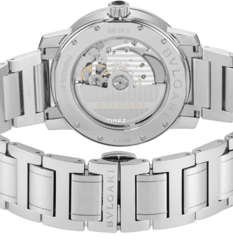 Bulgari,Other 39mm,39mm,Stainless Steel,Silver,Automatic,Day,Sapphire,BB39WSSD