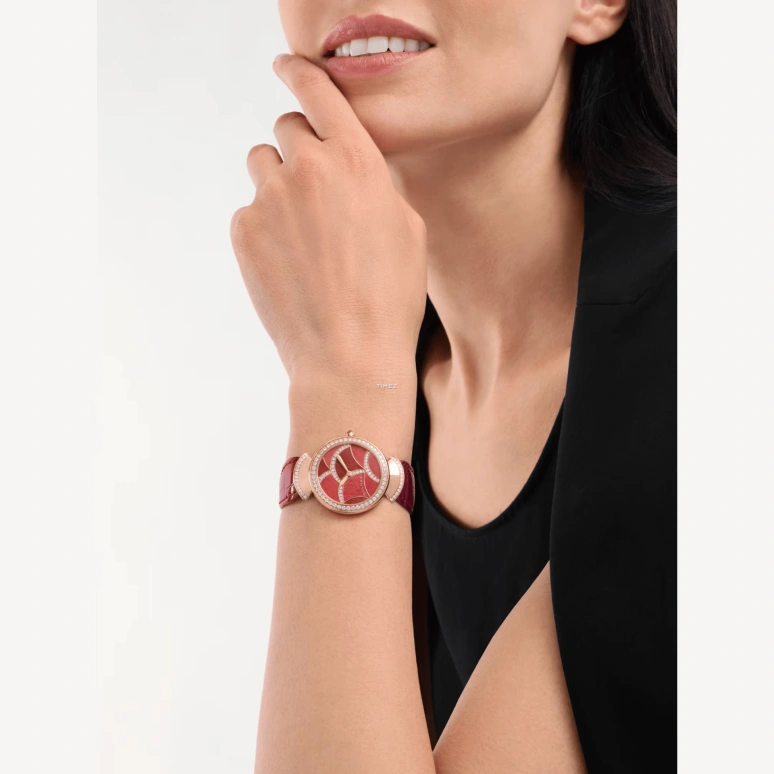 Bulgari,Divas' Dream 33mm,33mm,Rose Gold,Pink Red,Automatic,Sapphire,Crystal Glass,Round,103995