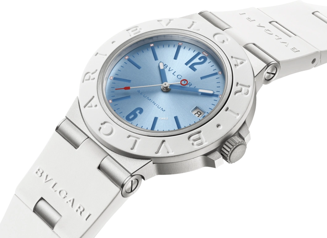 Bulgari,Aluminium 40mm,40mm,Aluminium,Rubber,Ice Blue,Automatic,Day,42hours,104309