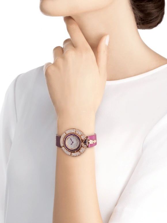 Bulgari,Serpenti 37mm,37mm,Rose Gold,Crystal,Sapphire,Crystal Glass,Rose Gold,Setting,Diamonds,103125