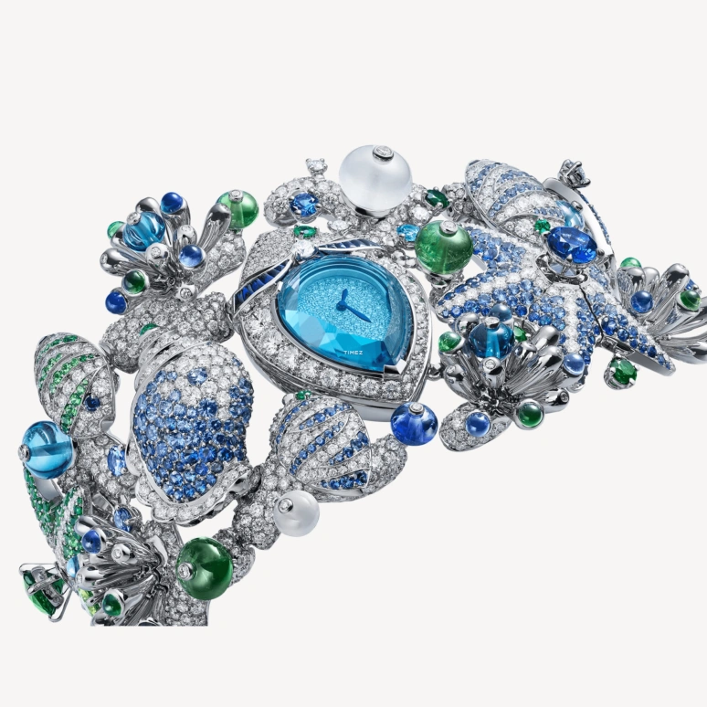 Bulgari,Other 19mm,19mm,White Gold,Blue,Handwound,Silver,Diamonds,Emerald,Sapphire,Tourmaline,103875