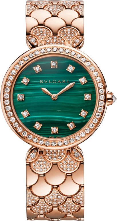 Bulgari,Divas' Dream 33mm,33mm,Rose Gold,Sapphire,Crystal Glass,Malachite,Diamonds,103521