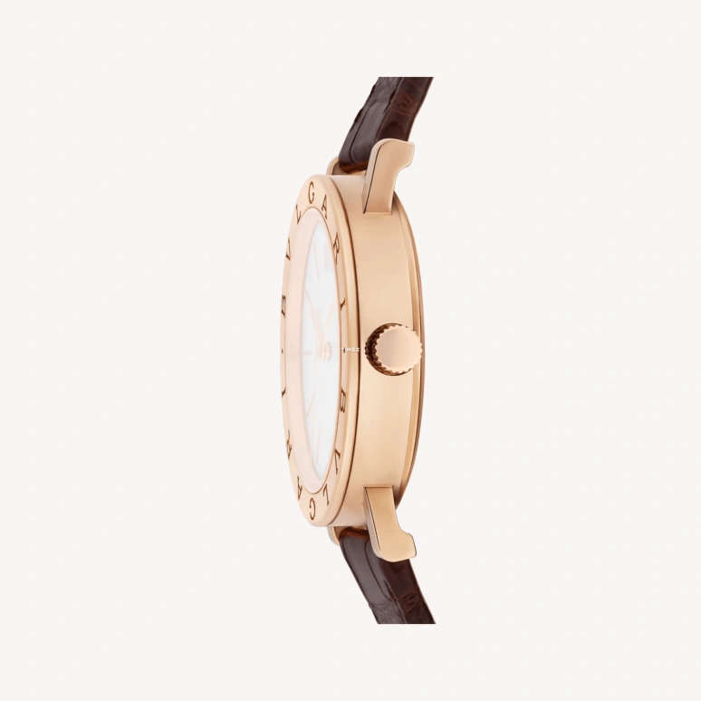 Bulgari,Bulgari Bulgari 38mm,38mm,Rose Gold,White,Automatic,Day,Sapphire,Crystal Glass,103968
