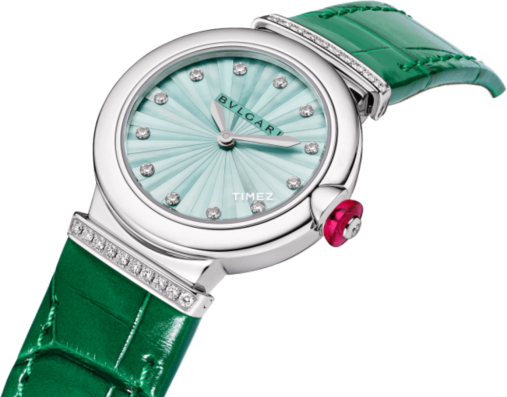 Bulgari,Lvcea 28mm,28mm,Stainless Steel,Cyan,Green,Quartz,Round,Silver,103919