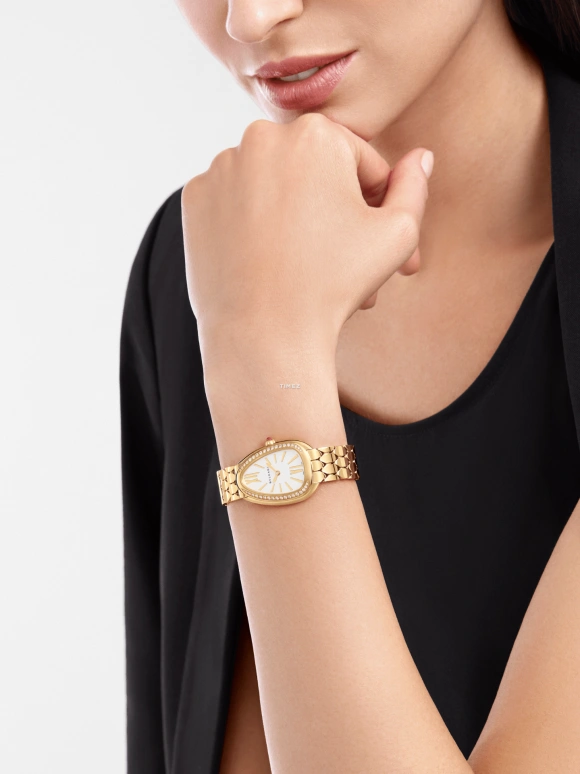 Bulgari,Serpenti Seduttori 33mm,33mm,Yellow Gold,Silver White,White,Quartz,pear-shape,Gold,103942