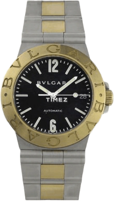 Bulgari,Diagono 35mm,35mm,Stainless Steel,Black,Sapphire,Crystal Glass,Closed,LCV35SGD