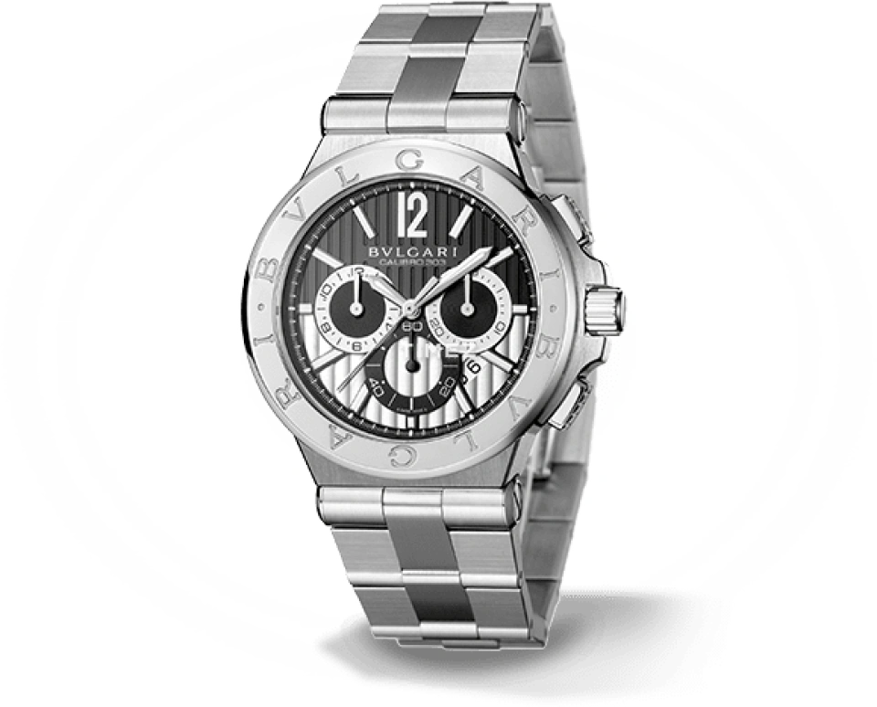 Bulgari,Diagono 42mm,42mm,Stainless Steel,Luminous,Black,Sapphire,Crystal Glass,Setting,101880