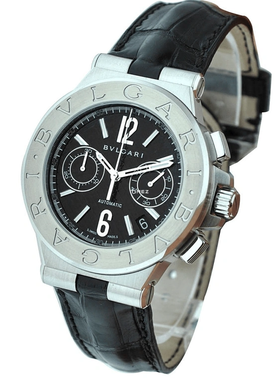 Bulgari,Other 40mm,40mm,Stainless Steel,Black,Automatic,Chronograph,Day,101622