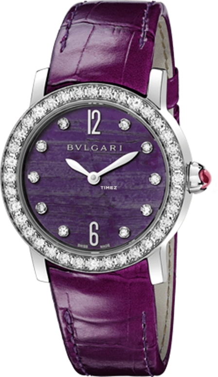 Bulgari,Bulgari Bulgari 33mm,33mm,White Gold,Purple,Sapphire,Crystal Glass,Diamonds,102164