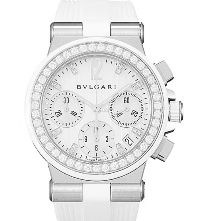 Bulgari,Other 35mm,35mm,Stainless Steel,White,Automatic,Chronograph,Day,101755