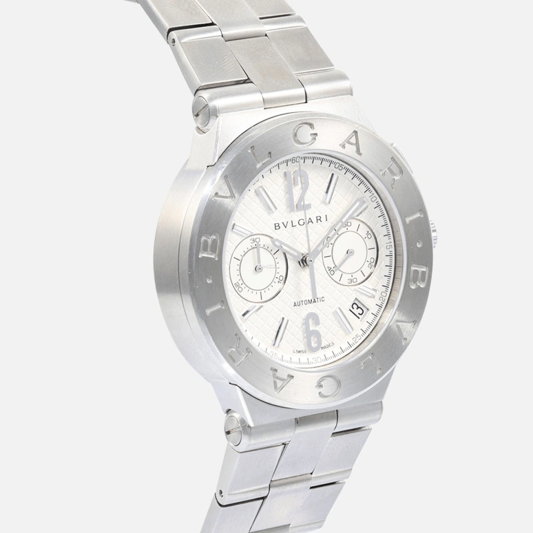 Bulgari,Other 40mm,40mm,Stainless Steel,Silver,Automatic,Chronograph,Day,101629
