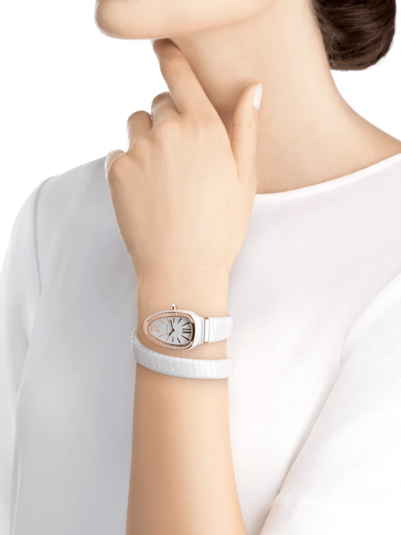 Bulgari,Serpenti 35mm,35mm,Ceramic,White,Sapphire,Crystal Glass,102613