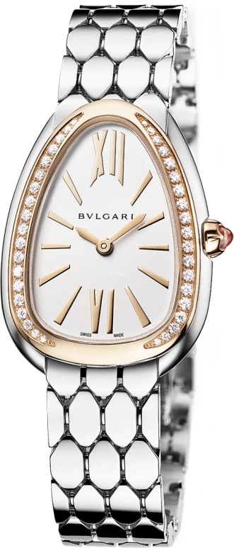 Bulgari,Serpenti 33mm,33mm,Stainless Steel,Silver White,Sapphire,Crystal Glass,Opal,103143