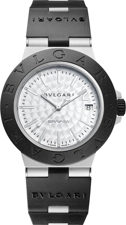 Bulgari,Other 40mm,40mm,Aluminium,Luminous,Silver,50hours,In-house Caliber,Sapphire,Crystal Glass,103703