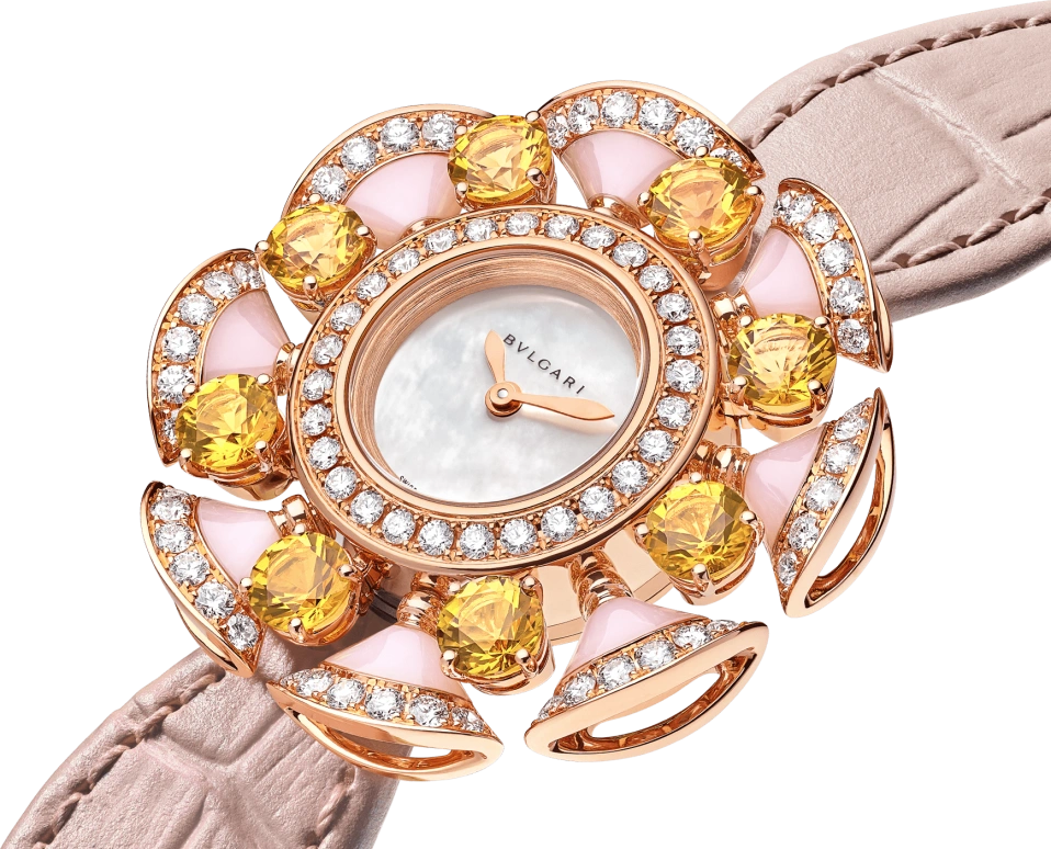 Bulgari,Divas' Dream 33mm,33mm,Rose Gold,White,Sapphire,Crystal Glass,Setting,Diamonds,103635