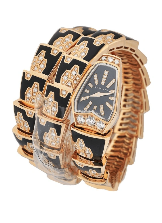 Bulgari,Other 26mm,26mm,Rose Gold,Black,Quartz,Sapphire,Other,101986