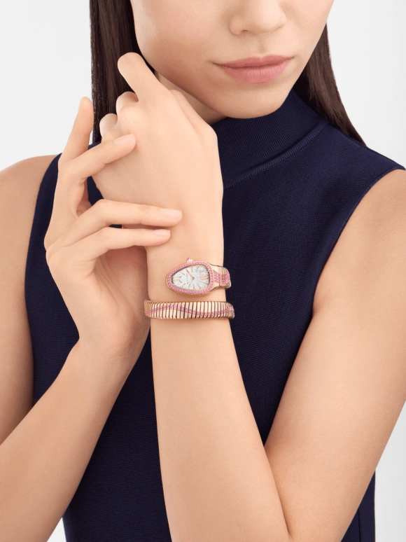 Bulgari,Serpenti 35mm,35mm,Rose Gold,Silver,Quartz,Sapphire,Other,104272