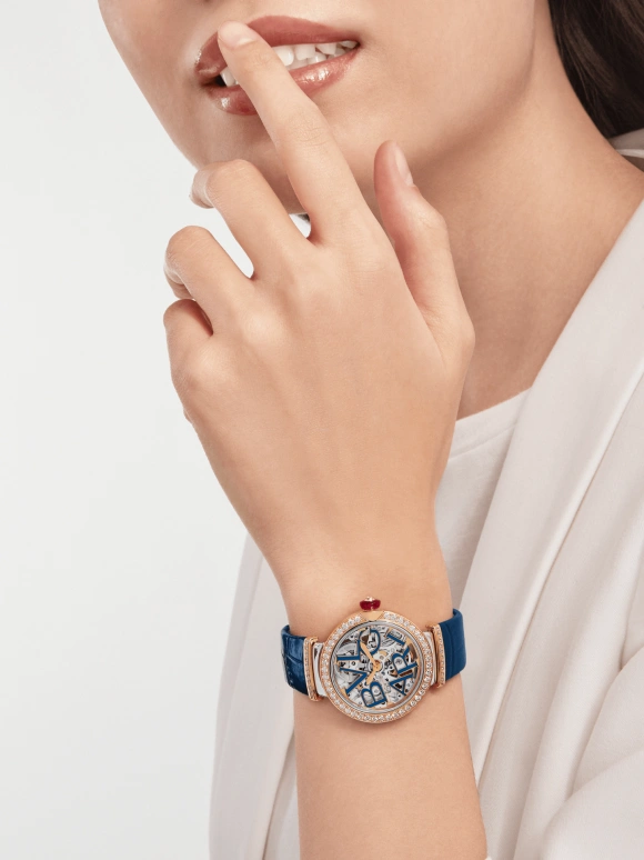 Bulgari,Lvcea 33mm,33mm,Rose Gold,Blue,Automatic,42hours,In-house Caliber,103304