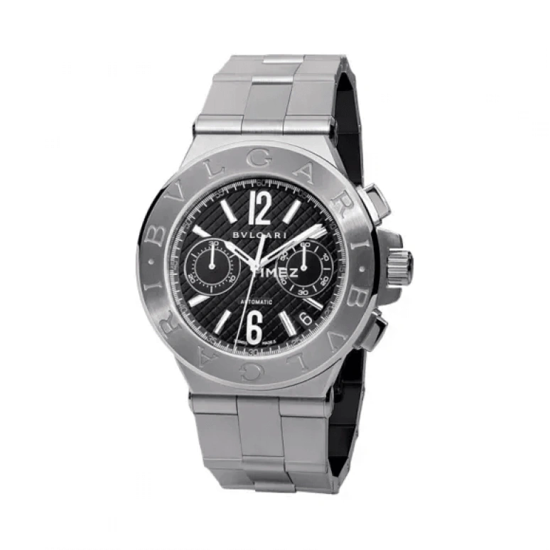 Bulgari,Other 40mm,40mm,Stainless Steel,Black,Automatic,Chronograph,Day,101624