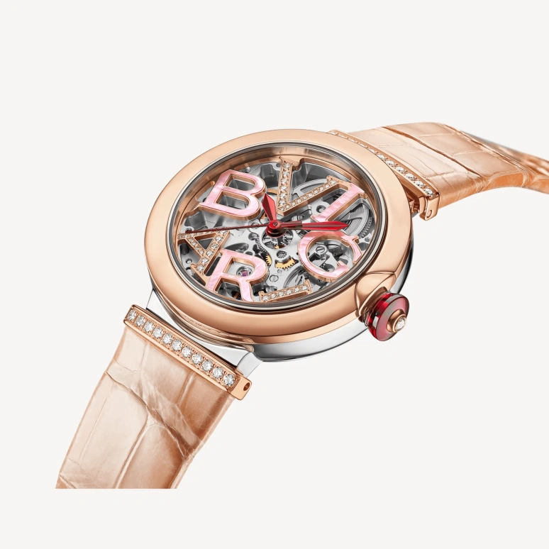 Bulgari,Lvcea 33mm,33mm,Rose Gold,Skeleton,Automatic,Round,Silver,103436
