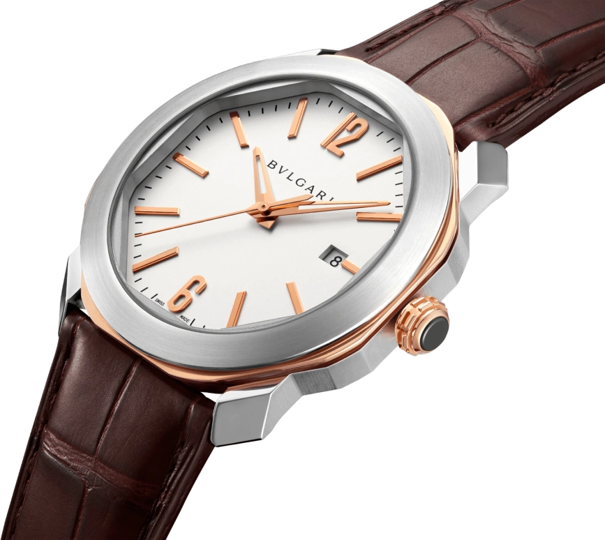 Bulgari,Octo 41mm,41mm,Pink Gold,Stainless Steel,Silver,Automatic,Date,42hours,102703
