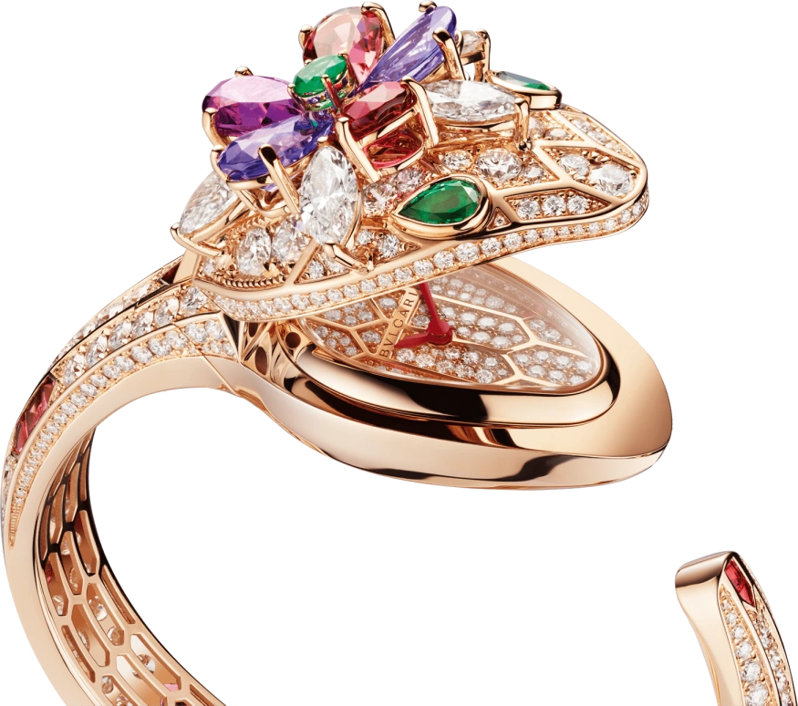 Bulgari,Serpenti 36mm,36mm,Rose Gold,Sapphire,Crystal Glass,Rose Gold,Violet,Orchid,Setting,Diamonds,Emerald,Tourmaline,102823
