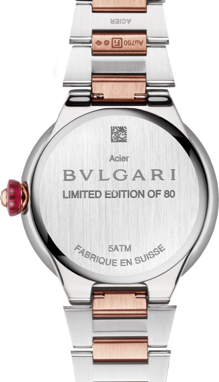 Bulgari,Lvcea 33mm,33mm,Stainless Steel,Pink Gold,Blue,Multi-Color,Automatic,Sapphire,Round,104243