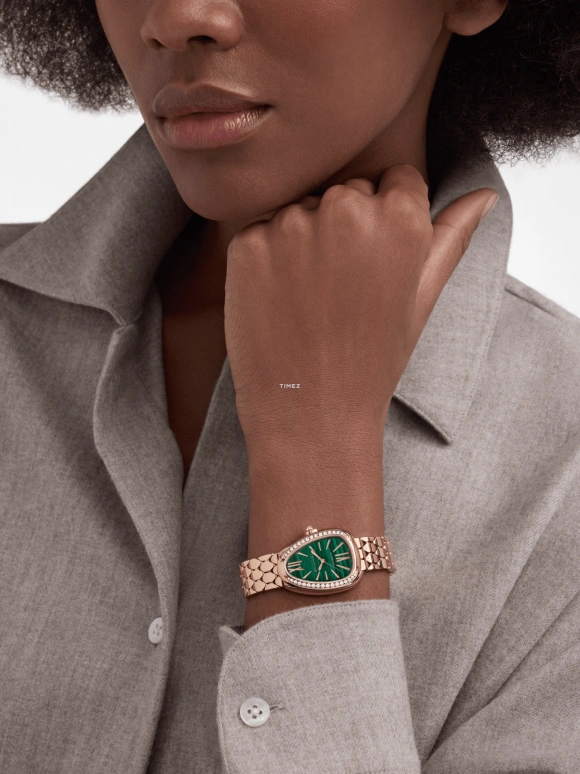 Bulgari,Serpenti Seduttori 34mm,34mm,Rose Gold,Green,Automatic,50hours,In-house Caliber,103901