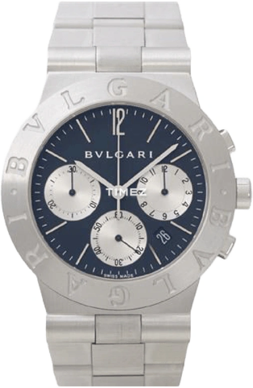 Bulgari,Diagono 35mm,35mm,Stainless Steel,Black,Sapphire,Crystal Glass,Closed,CHW35BGG