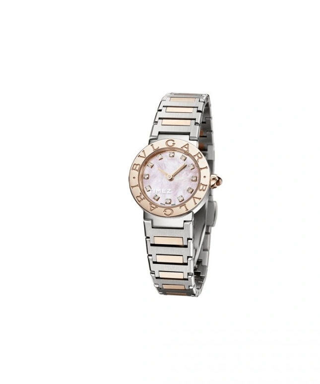 Bulgari,Bulgari Bulgari 23mm,23mm,Stainless Steel,Rose Gold,Pink Red,Red,Quartz,Sapphire,Crystal Glass,Round,103065