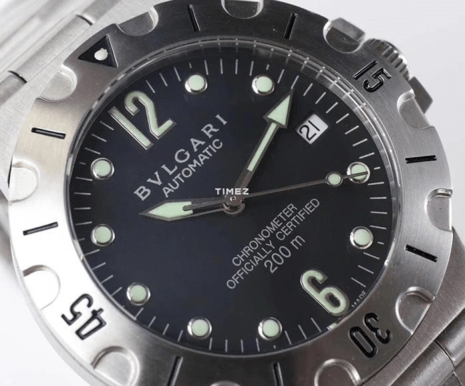 Bulgari,Diagono Professional 38mm,38mm,Stainless Steel,Black,Automatic,Day,Sapphire,Crystal Glass,SD38SSD