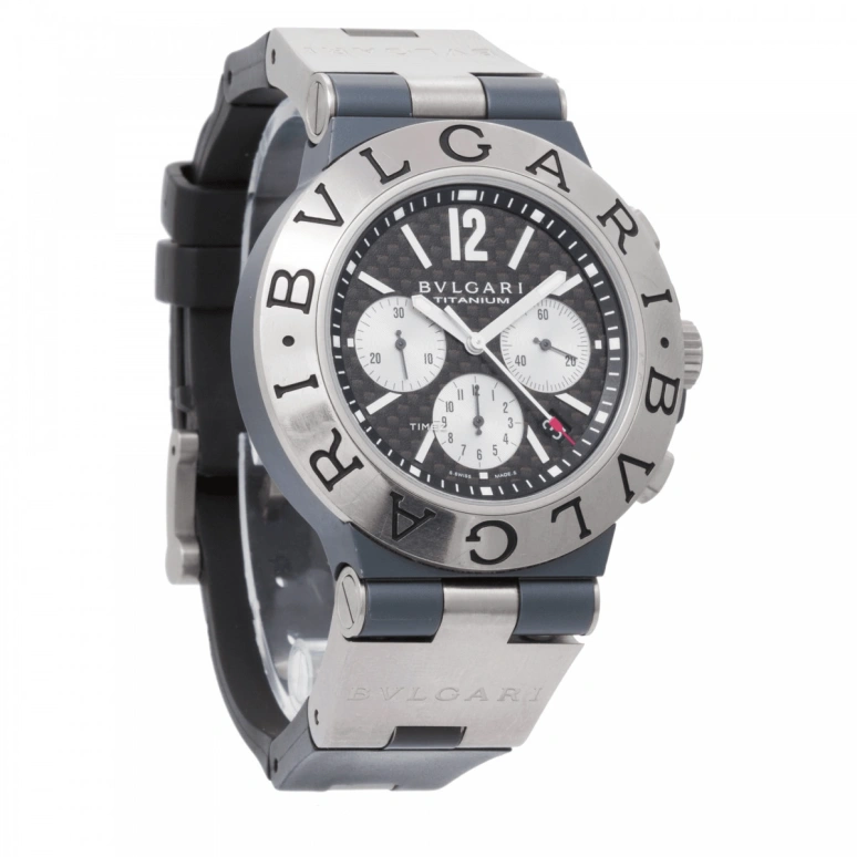 Bulgari,Diagono 44mm,44mm,Aluminium,Titanium,Black,Automatic,Chronograph,Day,TI44BTAVTDCH,TI44BTAVTDCH/SLN