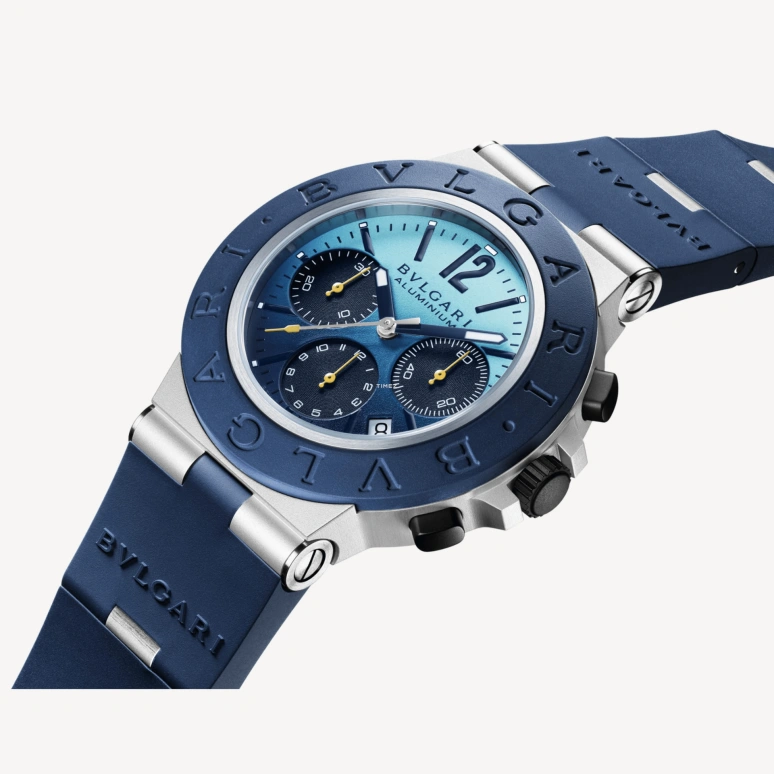 Bulgari,Other 40mm,40mm,Aluminium,Blue,Automatic,Chronograph,Round,103844