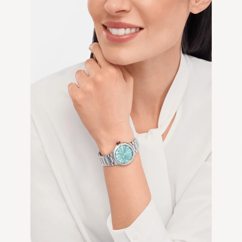 Bulgari,Lvcea 33mm,33mm,Stainless Steel,Blue,Automatic,Sapphire,Crystal Glass,Round,103728