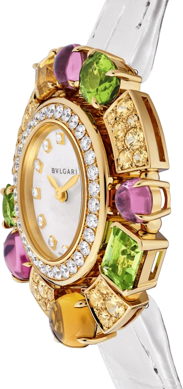 Bulgari,High Jewellery 36mm,36mm,Sapphire,Yellow Gold,Crystal,White,Sapphire,Crystal Glass,Oval,Pink Red,Yellow,103714