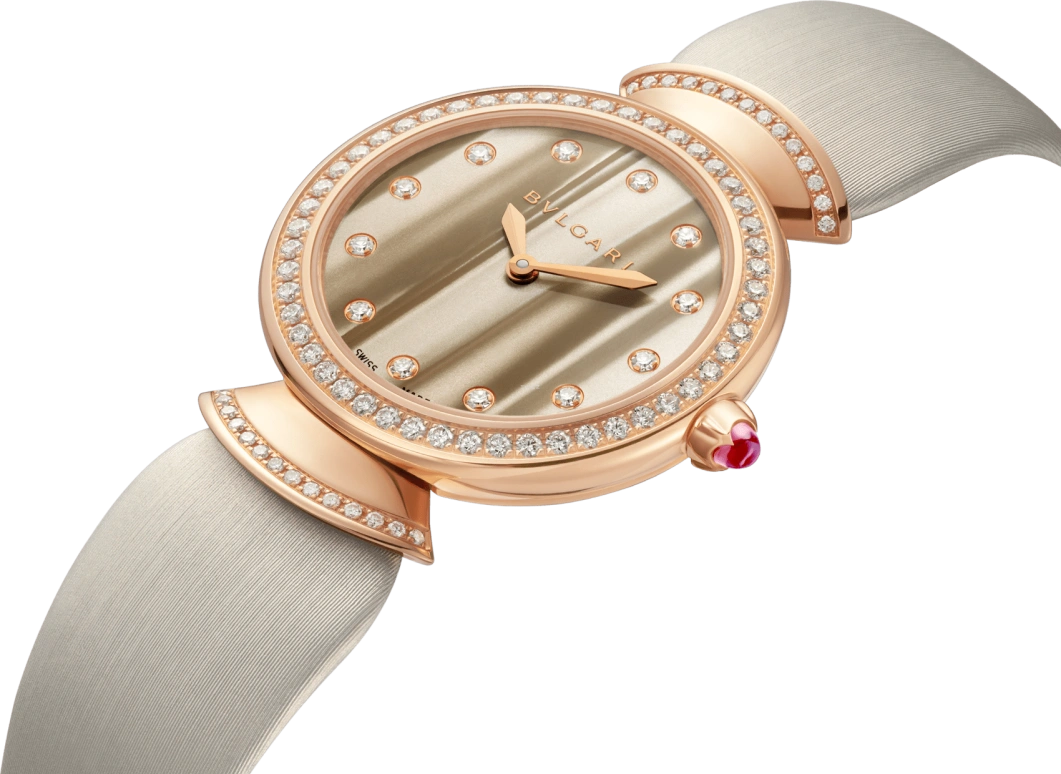Bulgari,Divas' Dream 30mm,30mm,Rose Gold,Natural,Champagne,Quartz,In-house Caliber,Sapphire,Crystal Glass,102435