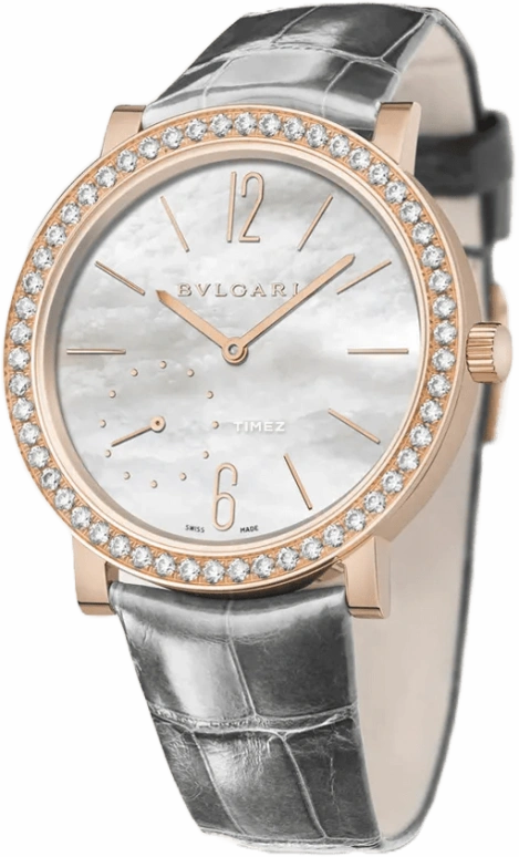 Bulgari,Bulgari Bulgari 41mm,41mm,Rose Gold,Rose,White,Handwound,Sapphire,Crystal Glass,Round,102623