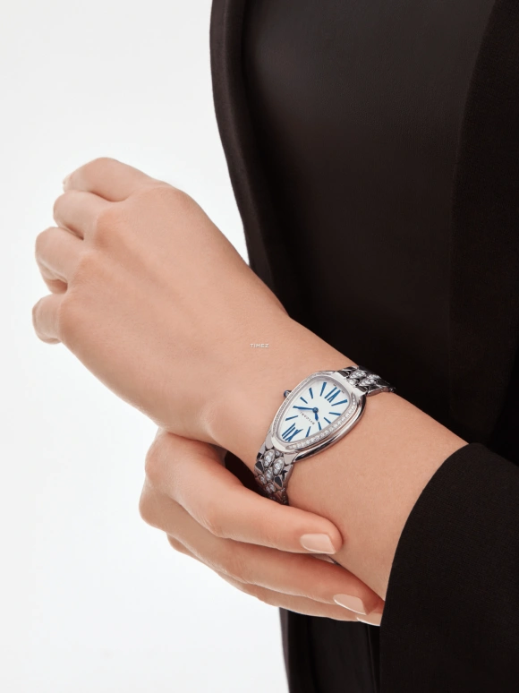 Bulgari,Serpenti Seduttori 33mm,33mm,White Gold,Silver,Quartz,Sapphire,pear-shape,103947