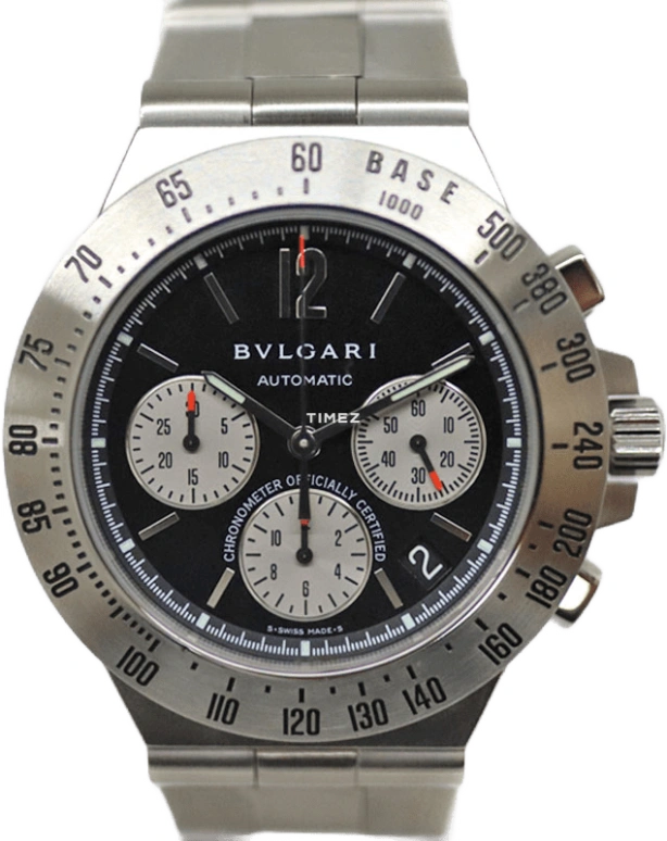 Bulgari,Diagono Professional 40mm,40mm,Stainless Steel,Black,Automatic,Chronograph,Day,CH40BSSDTA