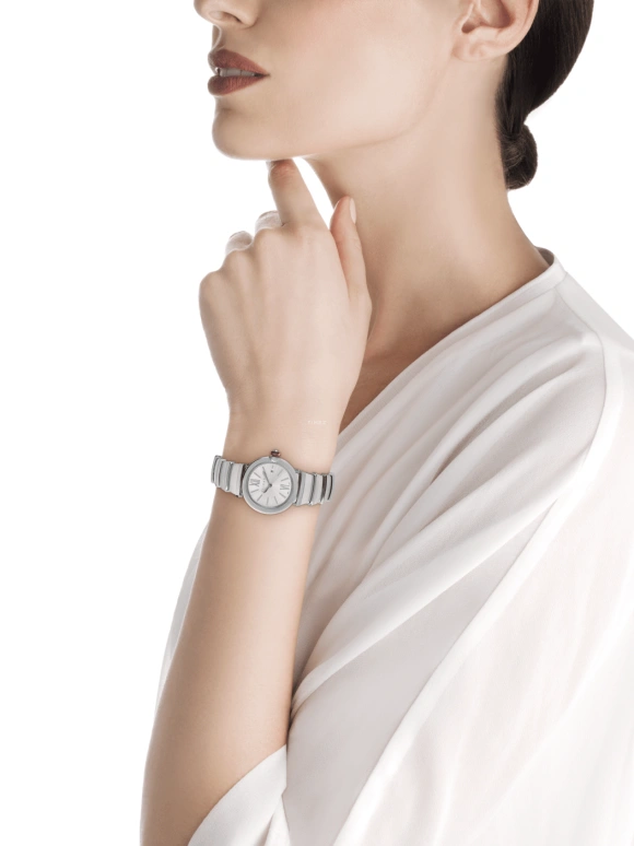 Bulgari,Lvcea 28mm,28mm,Stainless Steel,Sapphire,Crystal Glass,Opal,102195