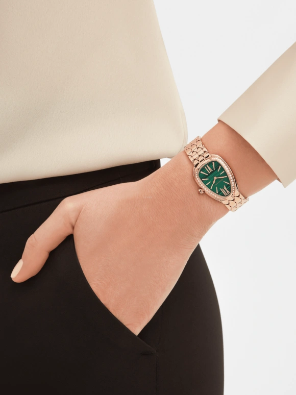 Bulgari,Serpenti 33mm,33mm,Rose Gold,Green,Sapphire,Crystal Glass,103273