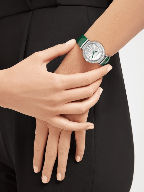 Bulgari,Lvcea 33mm,33mm,Stainless Steel,White,Sapphire,Crystal Glass,Mother of Pearl,103365