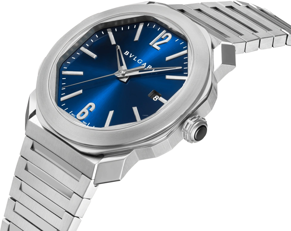 Bulgari,Octo 41mm,41mm,Stainless Steel,Blue,42hours,In-house Caliber,Sapphire,Crystal Glass,102856